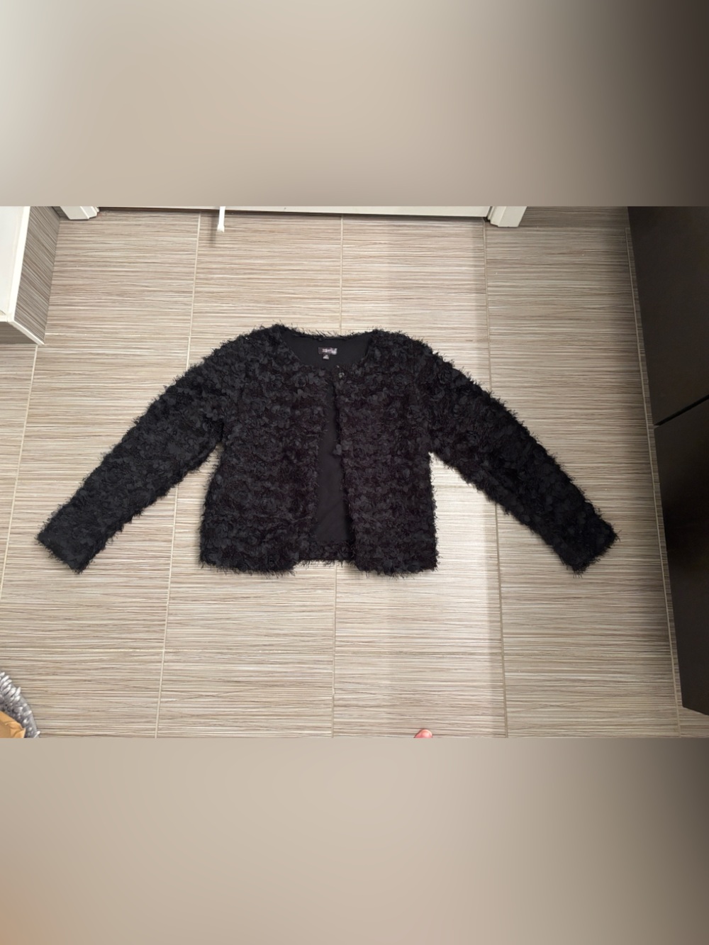 Black textured Kids Blazer Jacket FITS LIKE A WOMENS JACKET